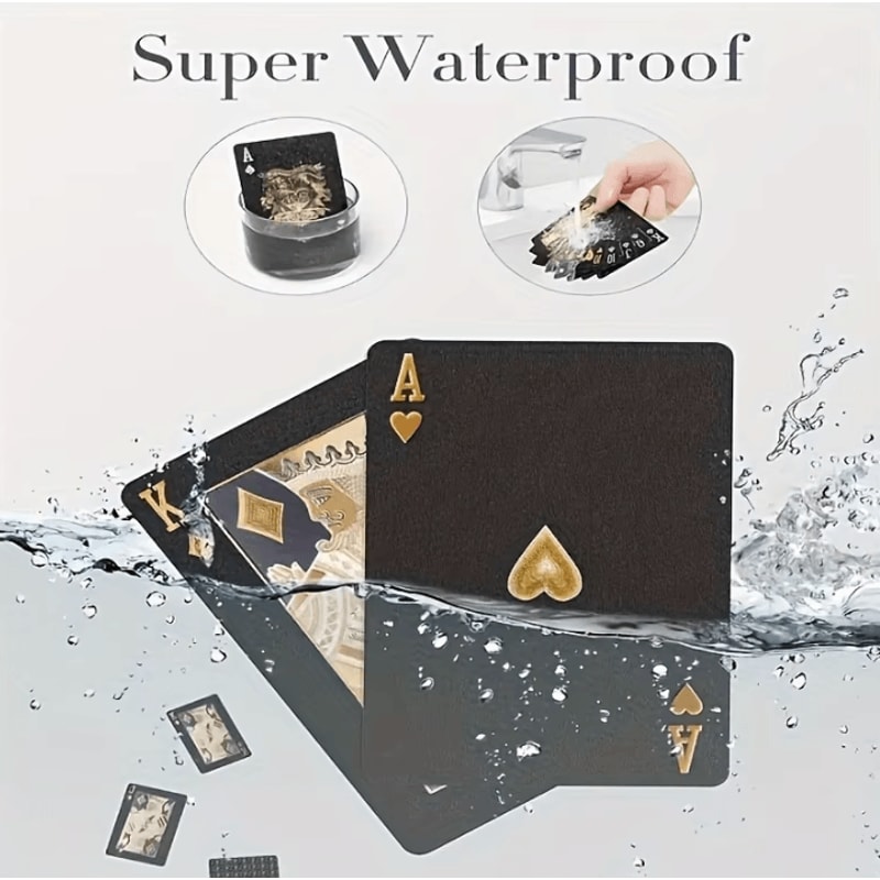Cool Black Gold Waterproof Playing Cards Game Gift Deck For Christmas Halloween Thanksgiving 2