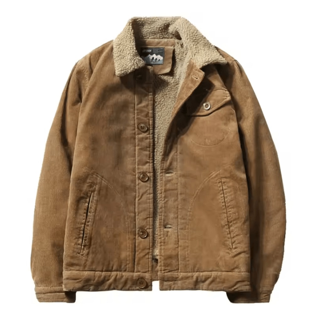 Korean Fashion Mens Winter Jacket Warm Casual Parka With Plush Velvet Corduroy 1