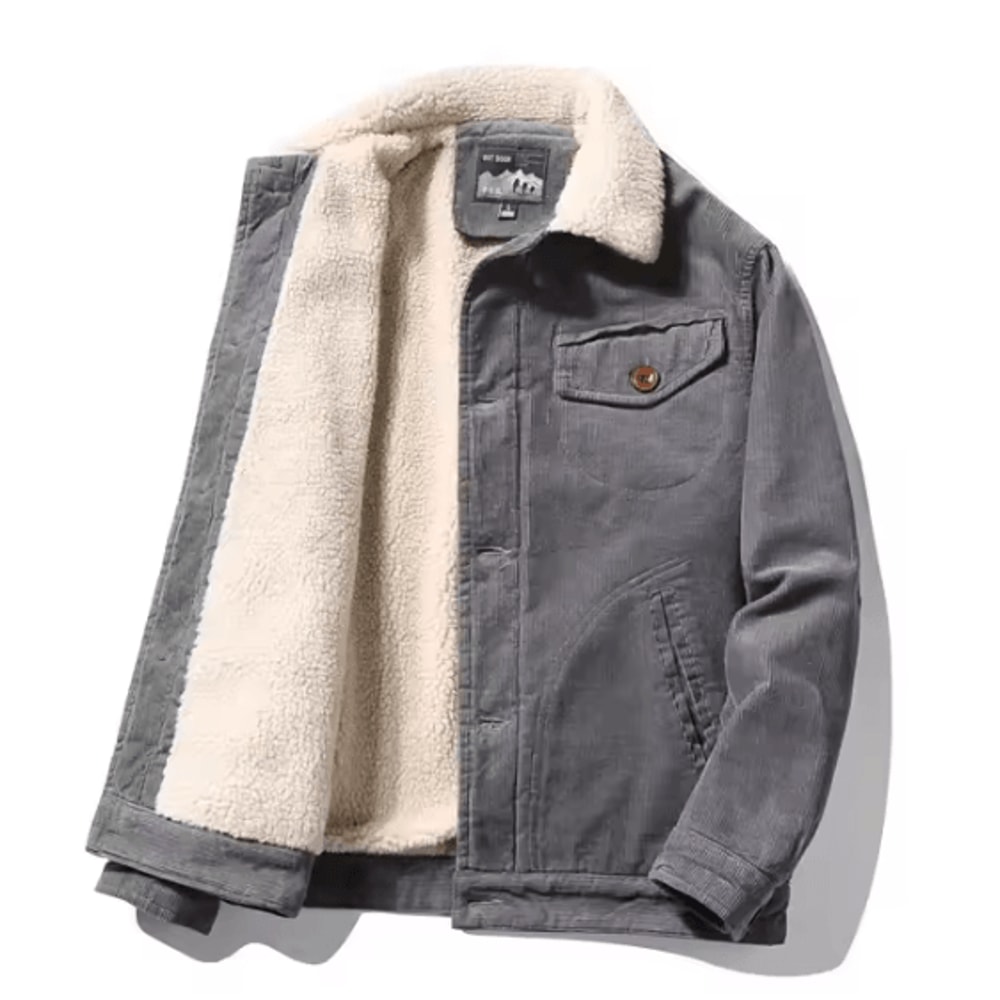 Korean Fashion Mens Winter Jacket Warm Casual Parka With Plush Velvet Corduroy 7