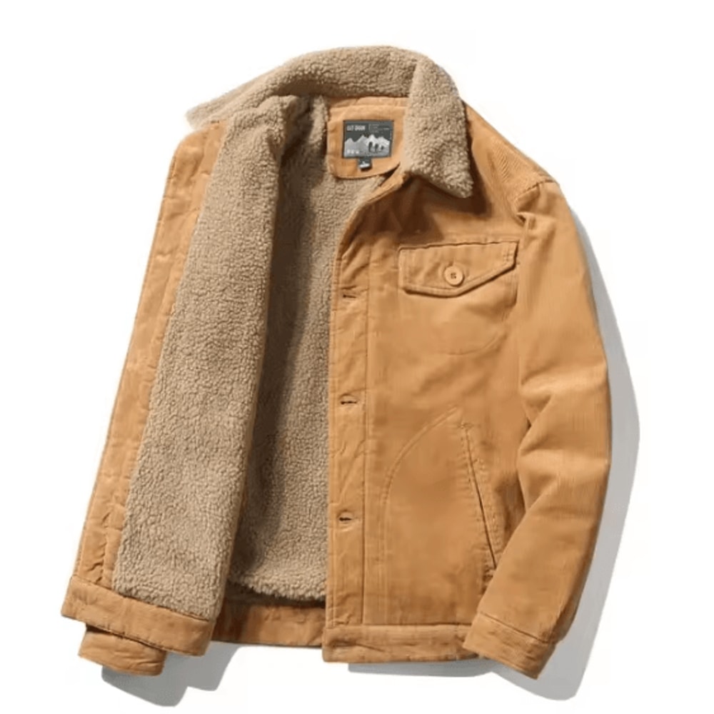 Korean Fashion Mens Winter Jacket Warm Casual Parka With Plush Velvet Corduroy 8