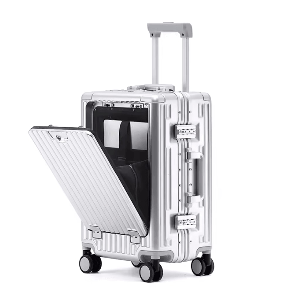 20Inch 500mm Aluminum Frame Functional Trolley Suitcase ShockAbsorbing USB Charging MultiFeature 0