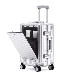 20inch (500mm) aluminum frame functional trolley suitcase – shock-absorbing, usb charging & multi-feature travel luggage