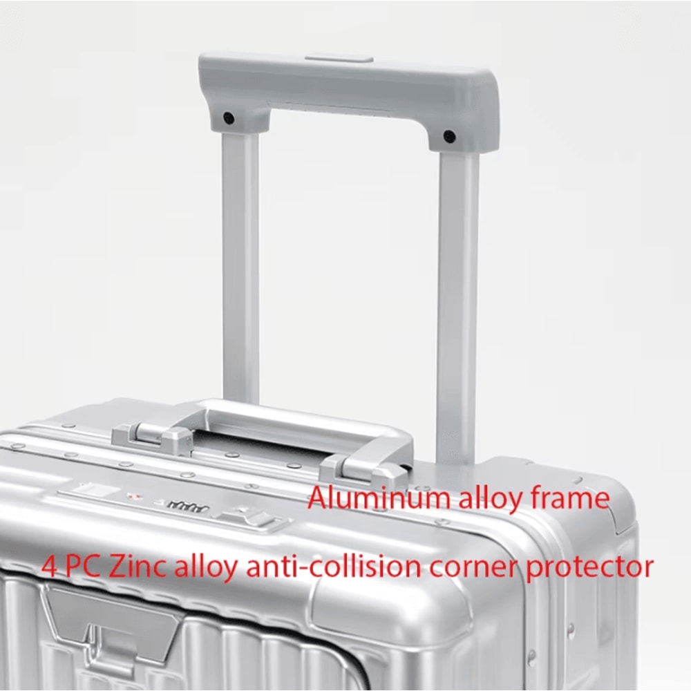 20Inch 500mm Aluminum Frame Functional Trolley Suitcase ShockAbsorbing USB Charging MultiFeature 5