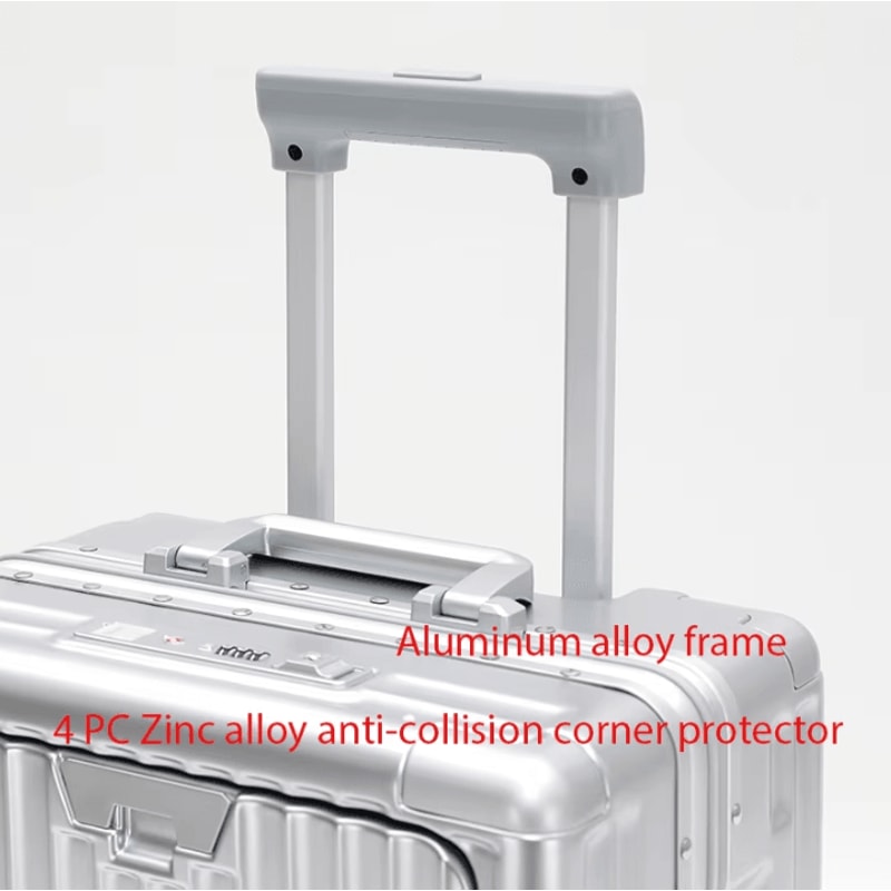 20Inch 500mm Aluminum Frame Functional Trolley Suitcase ShockAbsorbing USB Charging MultiFeature 5