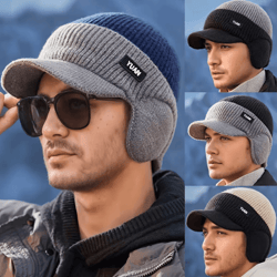 winter thermal knitted baseball cap – thickened windproof ear protection beanie for outdoor sports
