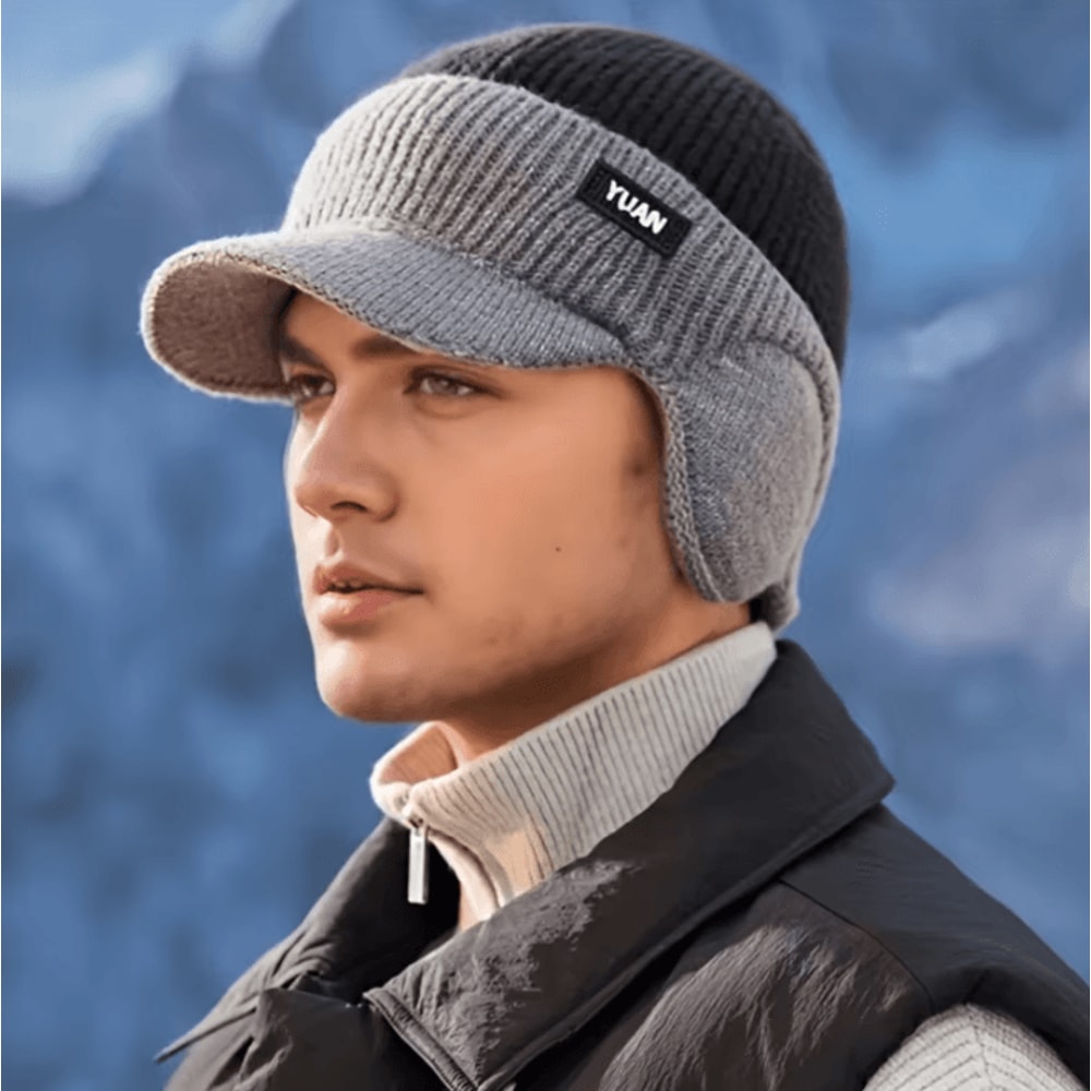 Winter Thermal Knitted Baseball Cap Thickened Windproof Ear Protection Beanie For Outdoor Sports 2
