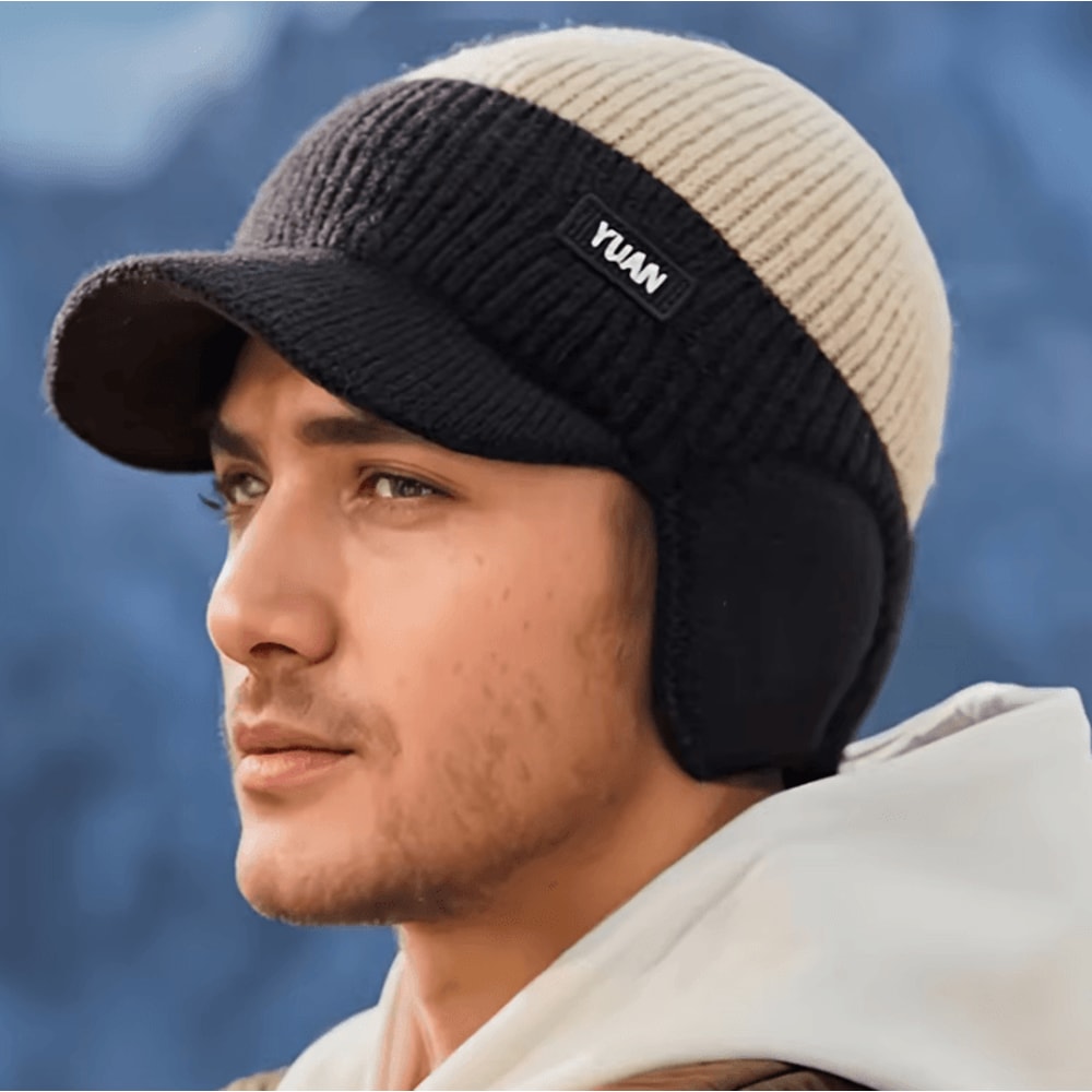 Winter Thermal Knitted Baseball Cap Thickened Windproof Ear Protection Beanie For Outdoor Sports 4