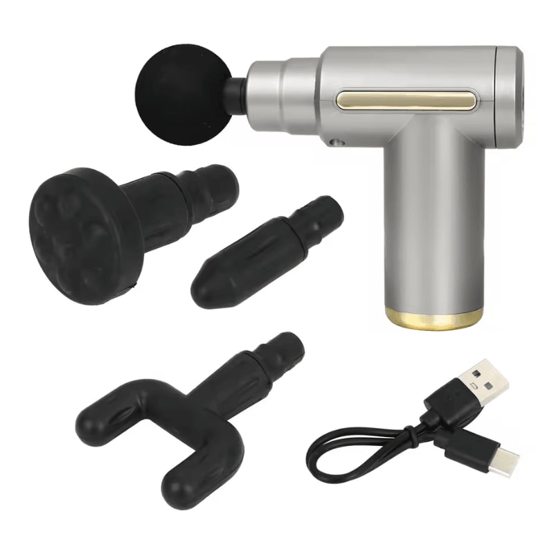 Mini Fascia Massage Gun Powerful Deep Tissue Handheld Massage Device With 4 Attachments 6