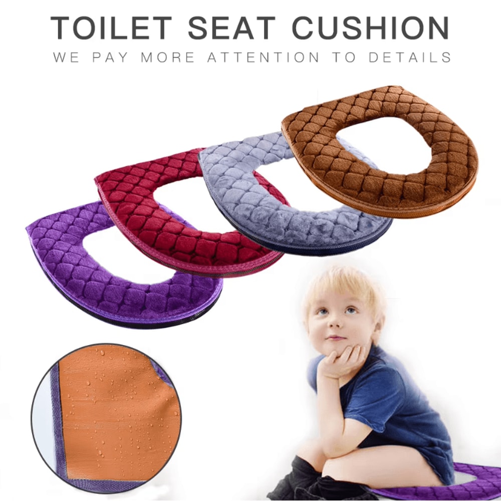 Plush Winter Warm Toilet Seat Cushion Washable OShaped Toilet Lid Cover 1457 By 1732 In 0