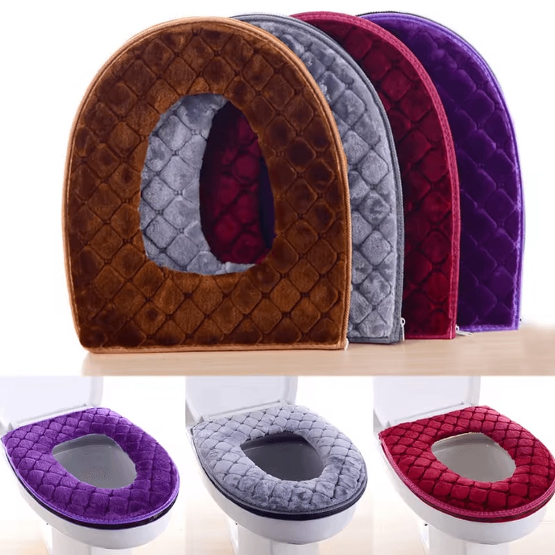 Plush Winter Warm Toilet Seat Cushion Washable OShaped Toilet Lid Cover 1457 By 1732 In 1