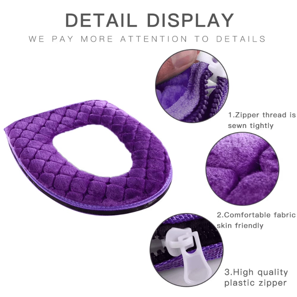 Plush Winter Warm Toilet Seat Cushion Washable OShaped Toilet Lid Cover 1457 By 1732 In 3