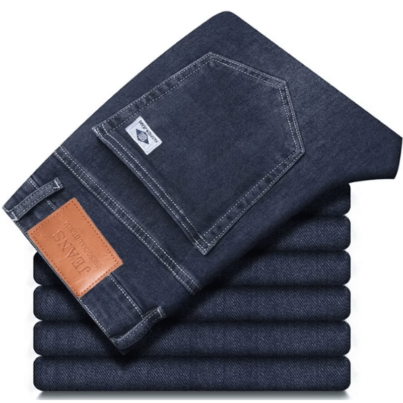 Mens Winter Warm Fleece Lined Stretch Casual Jeans Lightweight Thermal Trousers For Office Daily 3