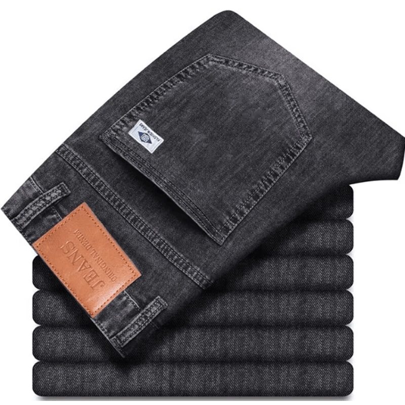 Mens Winter Warm Fleece Lined Stretch Casual Jeans Lightweight Thermal Trousers For Office Daily 5