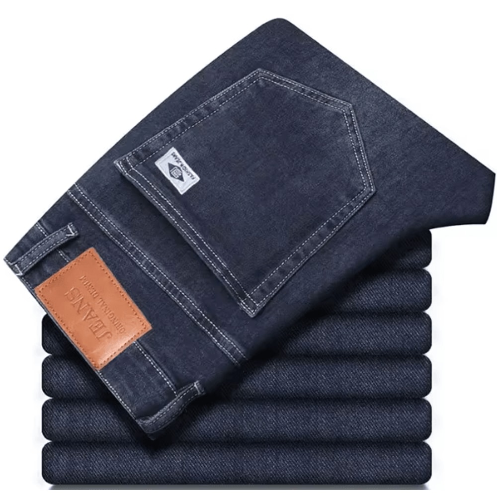 Mens Winter Warm Fleece Lined Stretch Casual Jeans Lightweight Thermal Trousers For Office Daily 6