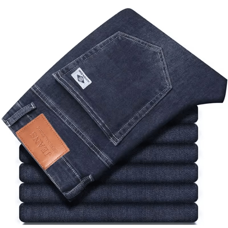 Mens Winter Warm Fleece Lined Stretch Casual Jeans Lightweight Thermal Trousers For Office Daily 6