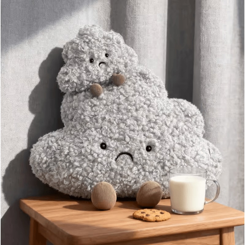 630 Inches Kawaii Sad Cloud Plush Pillow Soft Gray Cloud Throw Toy Gift For Kids 4