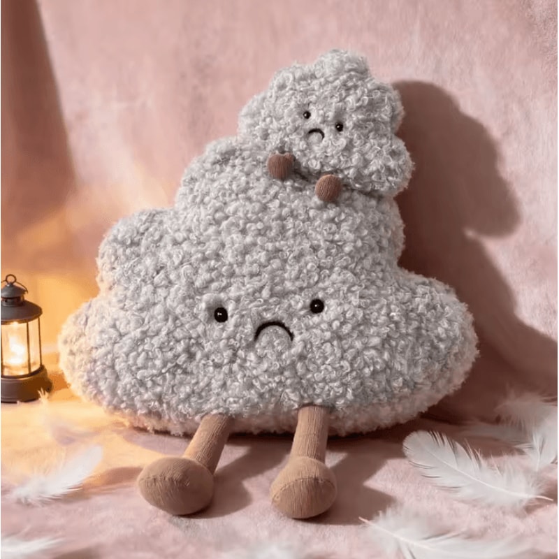 630 Inches Kawaii Sad Cloud Plush Pillow Soft Gray Cloud Throw Toy Gift For Kids 5