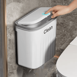 12/16l wall mounted press type trash can – bathroom & kitchen garbage bin with lid