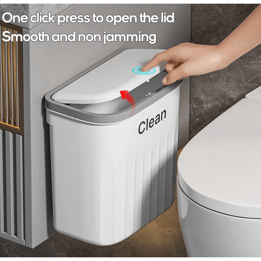 1216L Wall Mounted Press Type Trash Can Bathroom Kitchen Garbage Bin With Lid 1