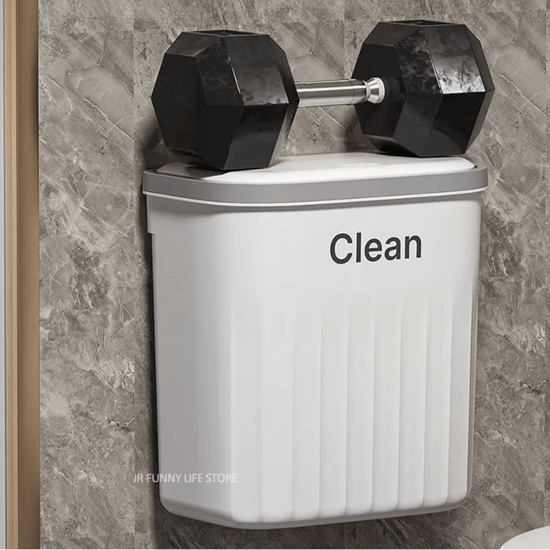1216L Wall Mounted Press Type Trash Can Bathroom Kitchen Garbage Bin With Lid 4