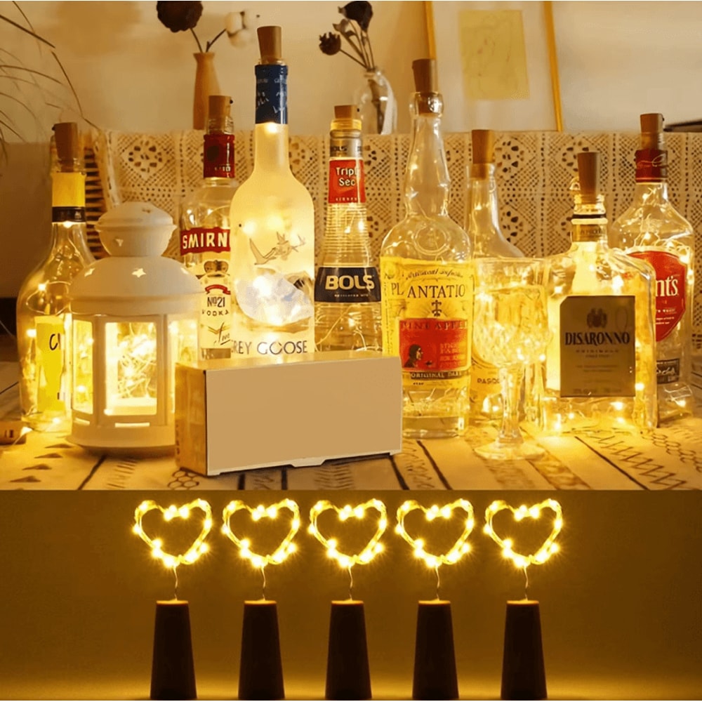 2M LED Wine Bottle Cork Fairy Lights Holiday Copper Wire String Lights For Christmas Bar Decor 0