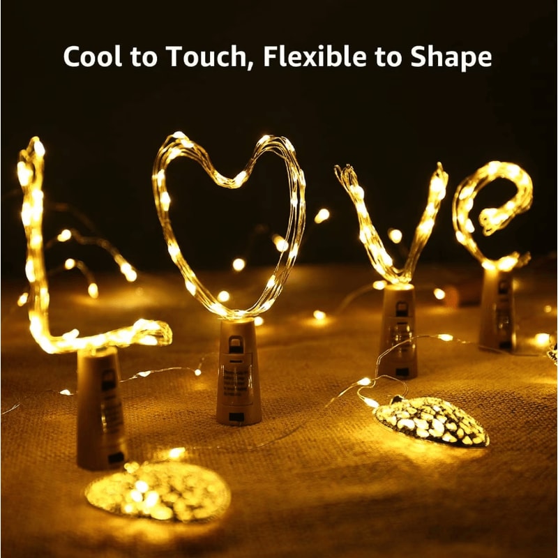 2M LED Wine Bottle Cork Fairy Lights Holiday Copper Wire String Lights For Christmas Bar Decor 1