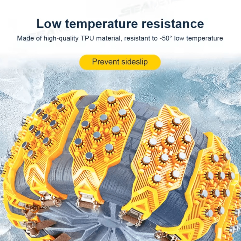 SEAMETAL 4PCS Car Snow Tire Chains AntiSkid Winter Wheel Cable Belt Traction Kit 4