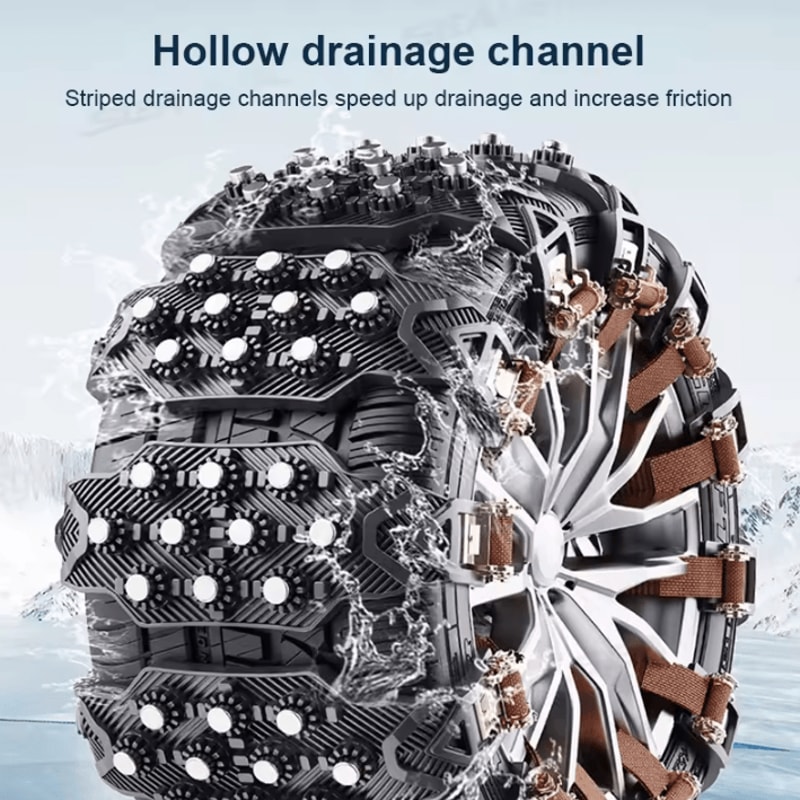 SEAMETAL 4PCS Car Snow Tire Chains AntiSkid Winter Wheel Cable Belt Traction Kit 5