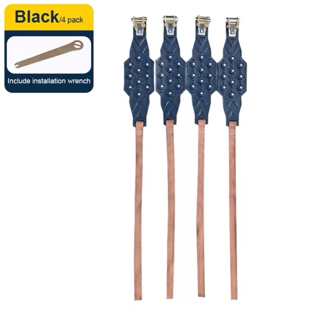 SEAMETAL 4PCS Car Snow Tire Chains AntiSkid Winter Wheel Cable Belt Traction Kit 6