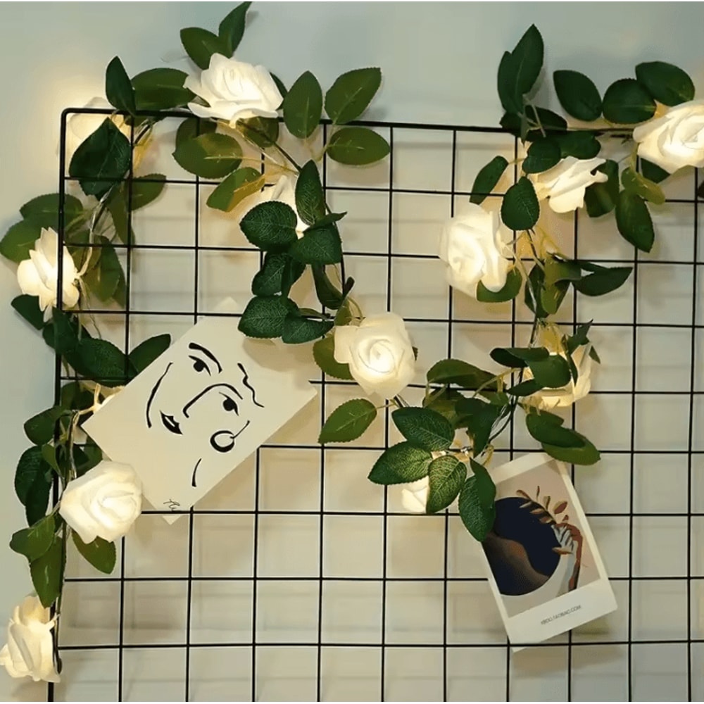 RoseGlow 10 LED Rose String Lights Battery Powered Romantic Flower Garland Night Light 4