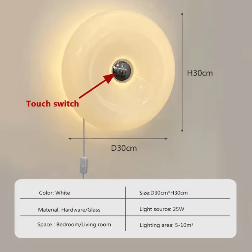 Aurora Donut Glass USB Ambient Wall Lamp Touch Switch Tricolor LED For Living Room Bedside 4