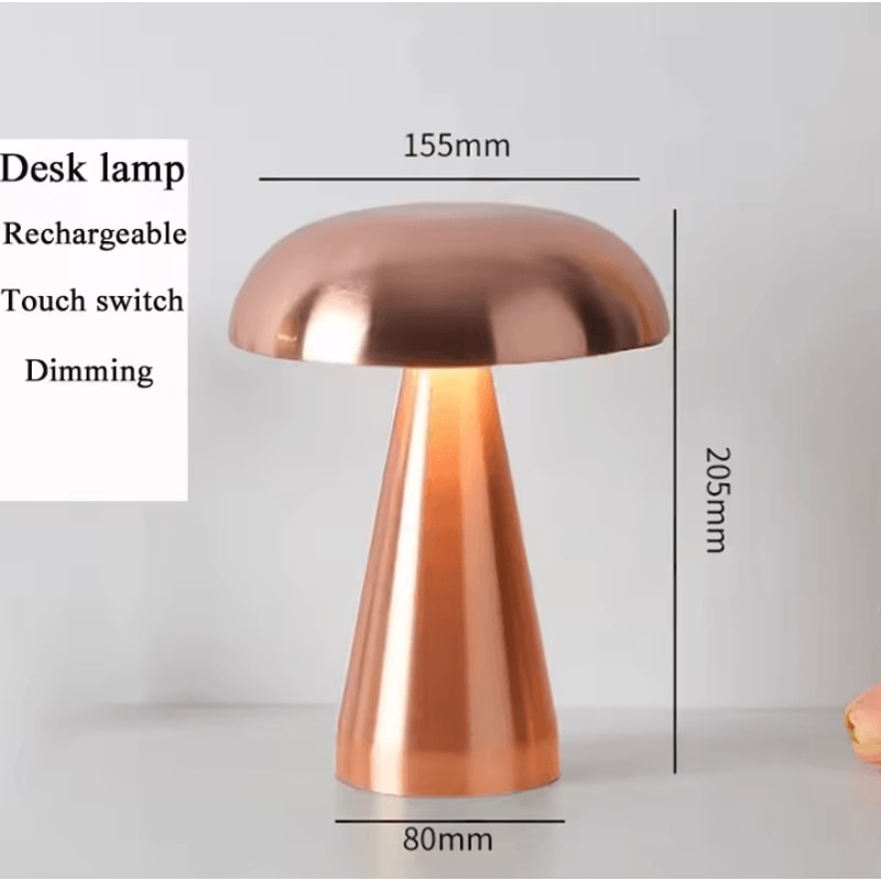 MushroomAura Rechargeable LED Table Lamp Retro Touch Sensor Bedside Reading Light 9