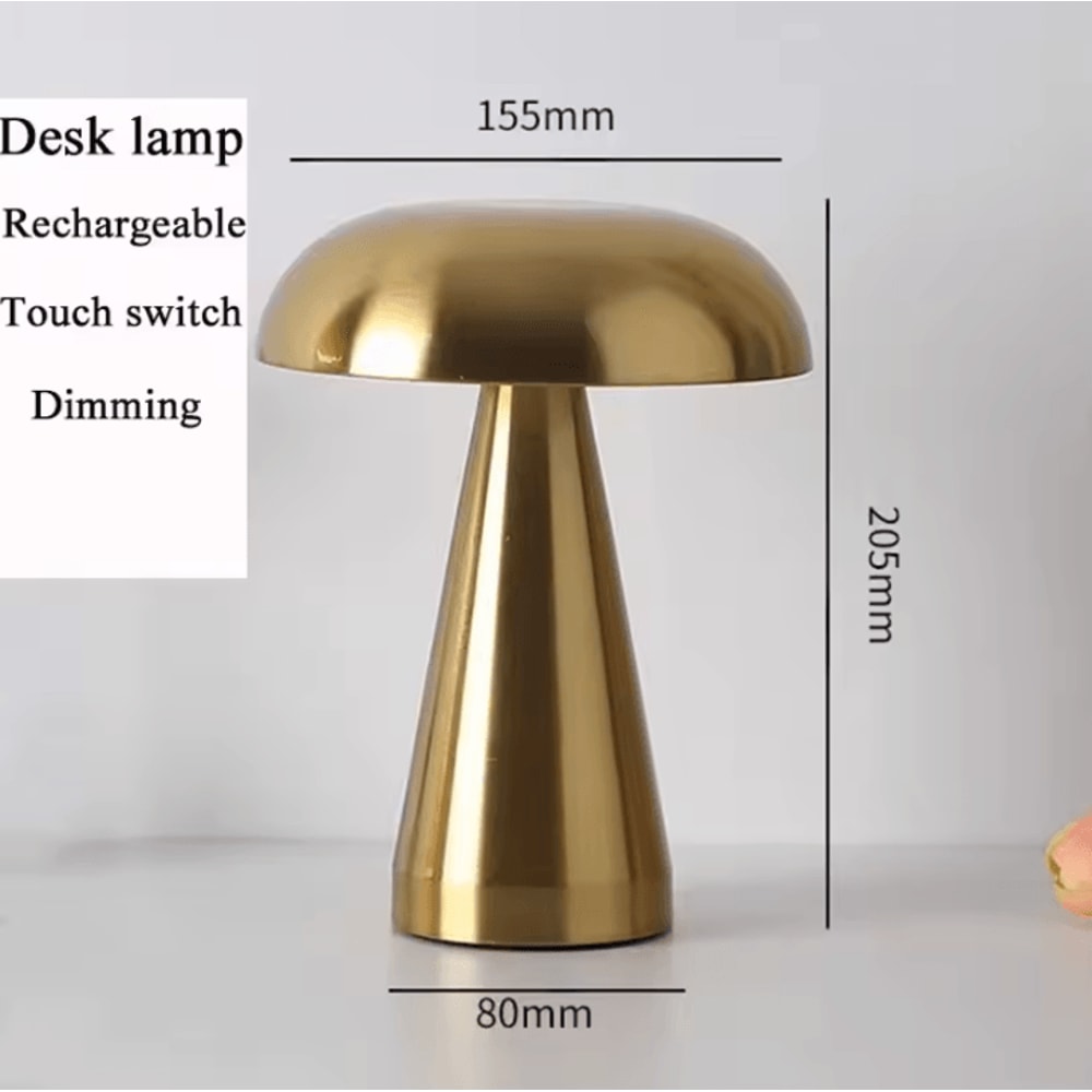 MushroomAura Rechargeable LED Table Lamp Retro Touch Sensor Bedside Reading Light 8