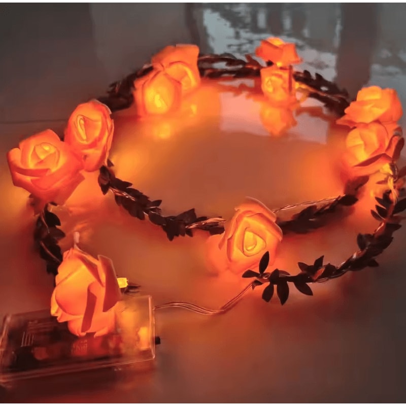 EverBloom 1020 LED Rose String Lights Battery Operated Artificial Ivy Garland For Party Home Deco 4