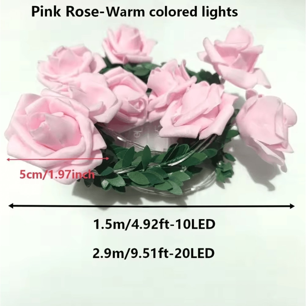 EverBloom 1020 LED Rose String Lights Battery Operated Artificial Ivy Garland For Party Home Deco 5