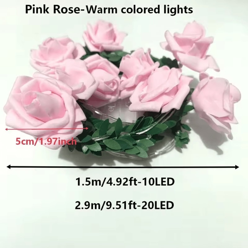 EverBloom 1020 LED Rose String Lights Battery Operated Artificial Ivy Garland For Party Home Deco 5