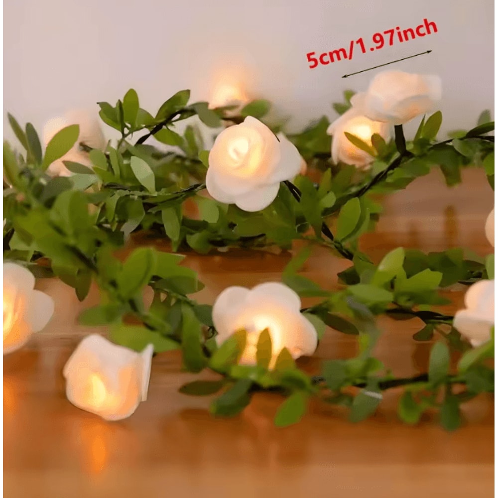 EverBloom 1020 LED Rose String Lights Battery Operated Artificial Ivy Garland For Party Home Deco 2