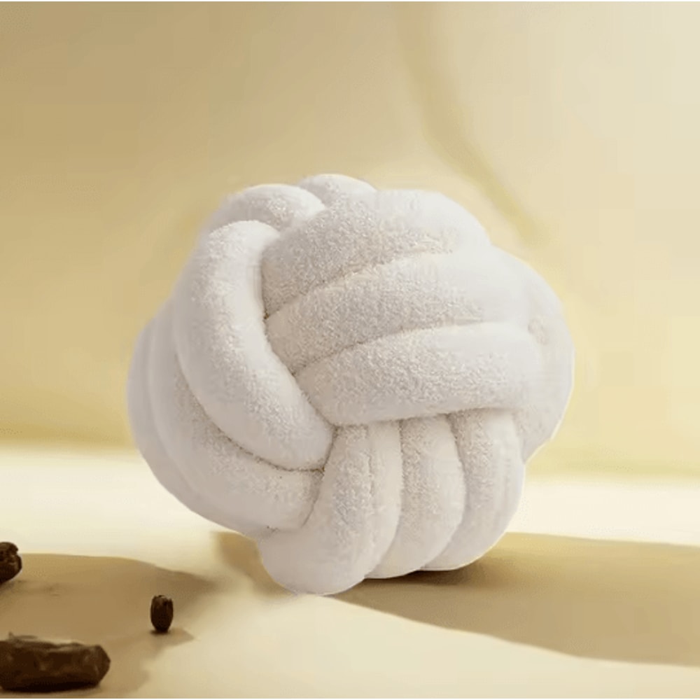 KnotCushion Woven Ball Pillow With Backrest Decorative Round Knot Cushion For Sofa Bedroom 5