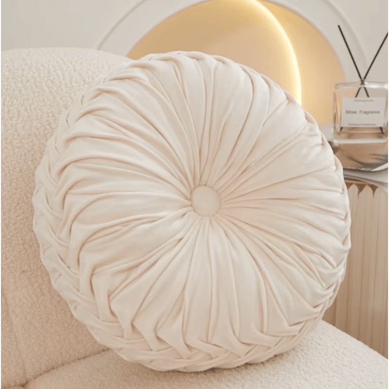 PumpkinPleat 14x14Inch Velvet Throw Pillow 3D Pleated Lumbar Backrest Cushion For Sofa Bed Chair 4