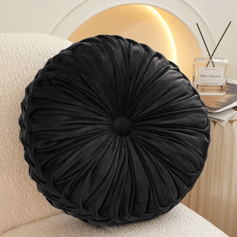 PumpkinPleat 14x14Inch Velvet Throw Pillow 3D Pleated Lumbar Backrest Cushion For Sofa Bed Chair 5