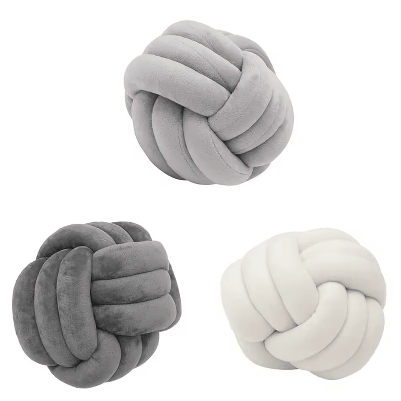 KnotCuddle 8x8Inch Knotted Ball Throw Pillow UltraSoft HandWoven Plush Cushion For Sofa Bedroom 4