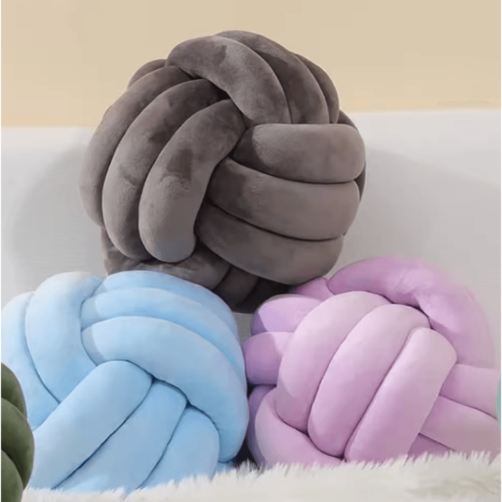 LilacKnot Aesthetic Knot Globe Cushion Nordic Plush Decorative Pillow For Sofa Bedroom 1