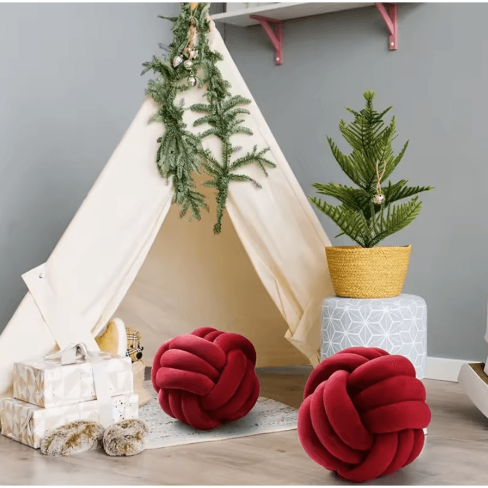 LilacKnot Aesthetic Knot Globe Cushion Nordic Plush Decorative Pillow For Sofa Bedroom 4