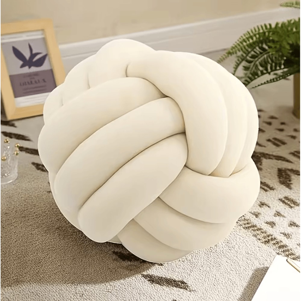 KnotSphere 9x9Inch Knotted Ball Throw Pillow Plush Round Decorative Cushion For Sofa Bedroom 7