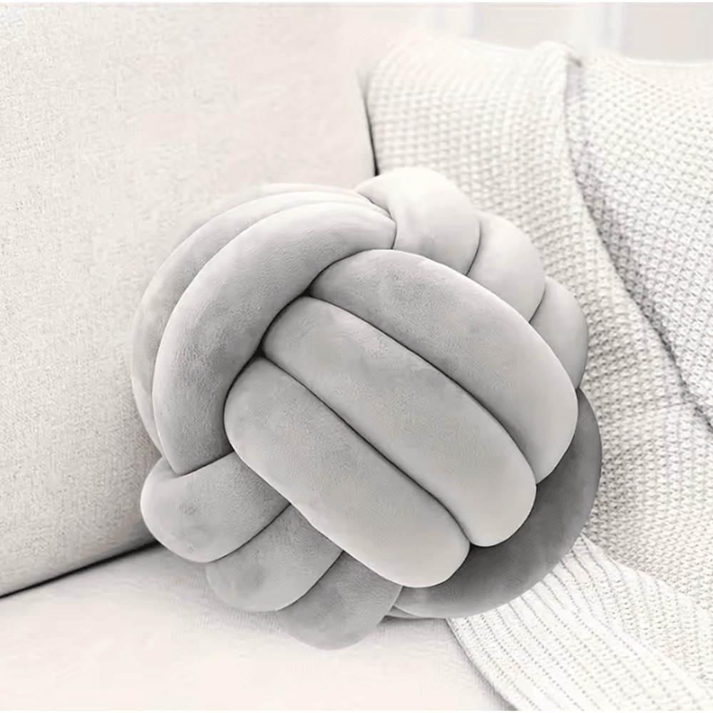 KnotSphere 9x9Inch Knotted Ball Throw Pillow Plush Round Decorative Cushion For Sofa Bedroom 8