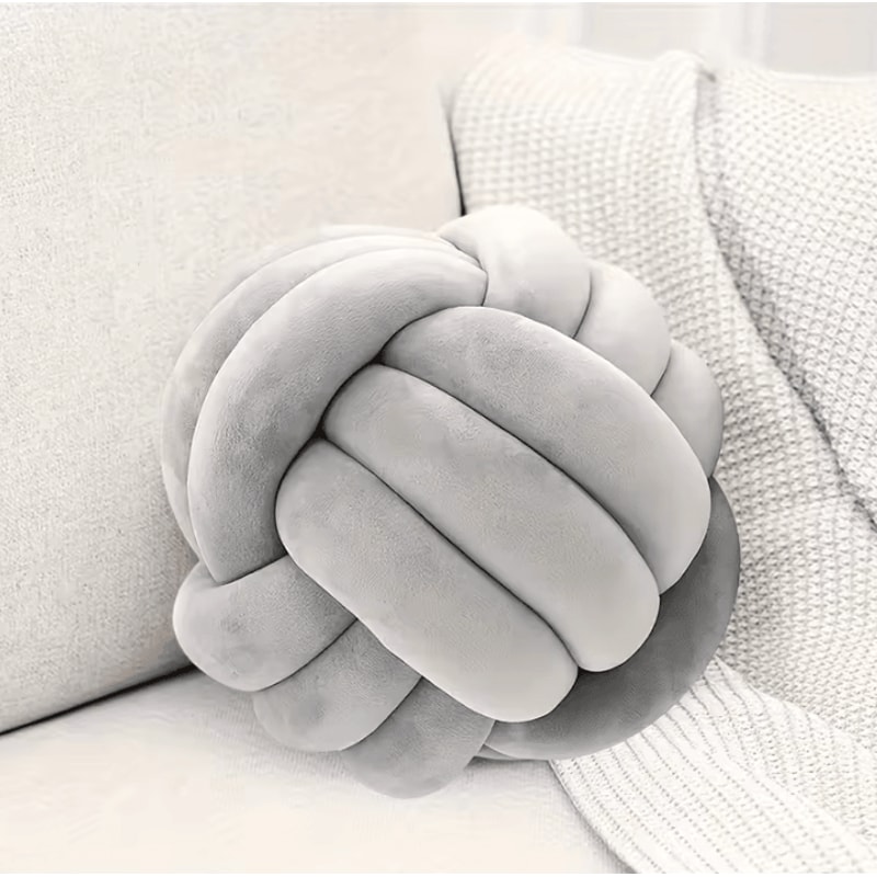 KnotSphere 9x9Inch Knotted Ball Throw Pillow Plush Round Decorative Cushion For Sofa Bedroom 8