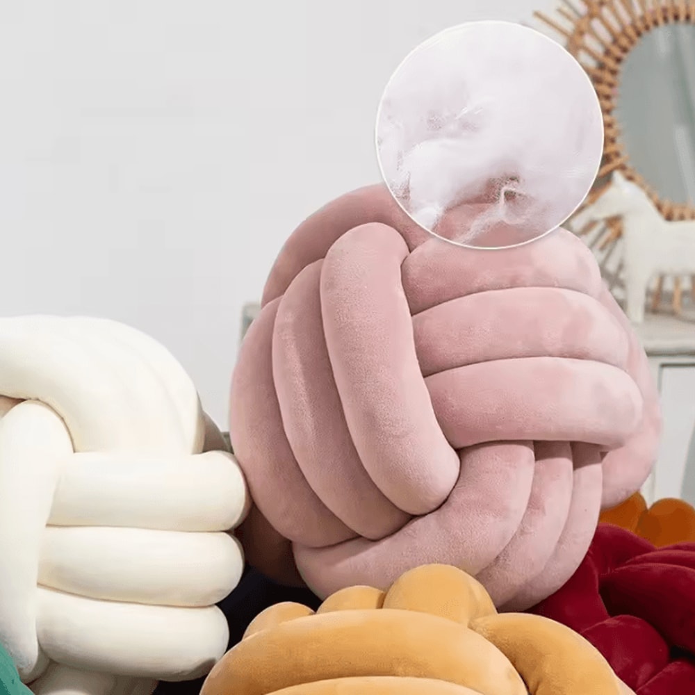 KnotPlay Woven Knotted Ball Pillow Plush Backrest Cushion For Gaming Chair Sofa Home Decor 1