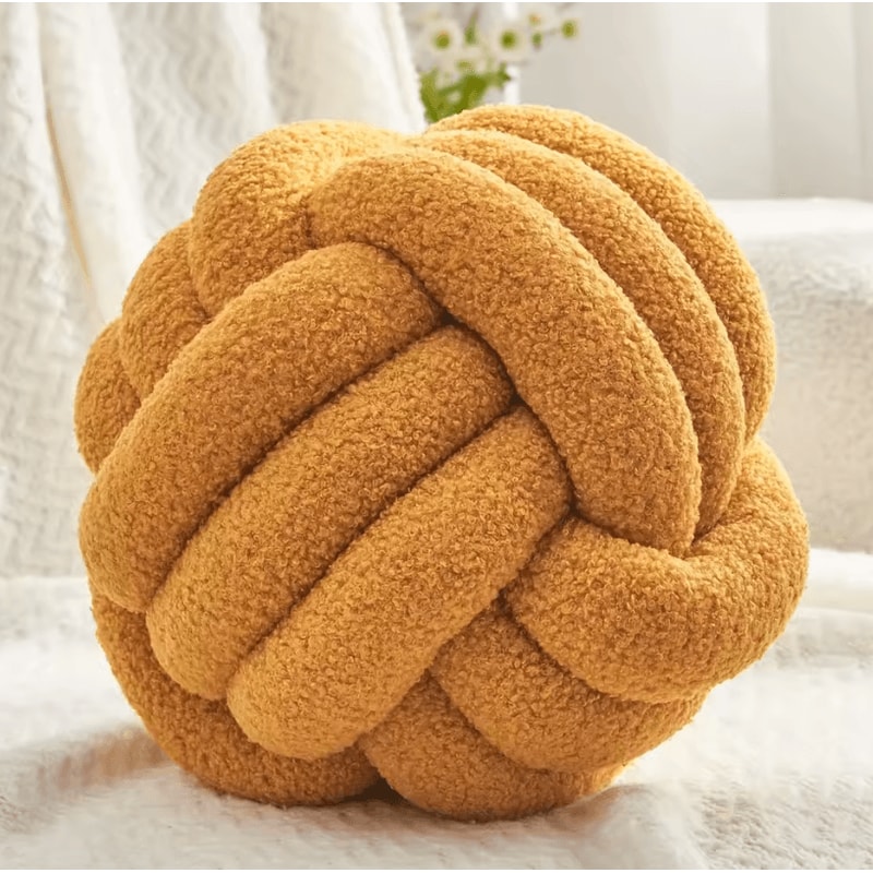 CozyKnot 9x9Inch Round Knot Throw Pillow Soft Plush Ball Cushion For Sofa Bed Home 1