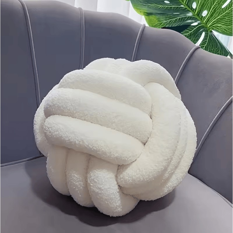 CozyKnot 9x9Inch Round Knot Throw Pillow Soft Plush Ball Cushion For Sofa Bed Home 4