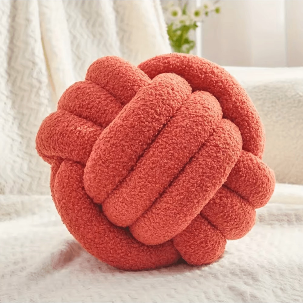 CozyKnot 9x9Inch Round Knot Throw Pillow Soft Plush Ball Cushion For Sofa Bed Home 5